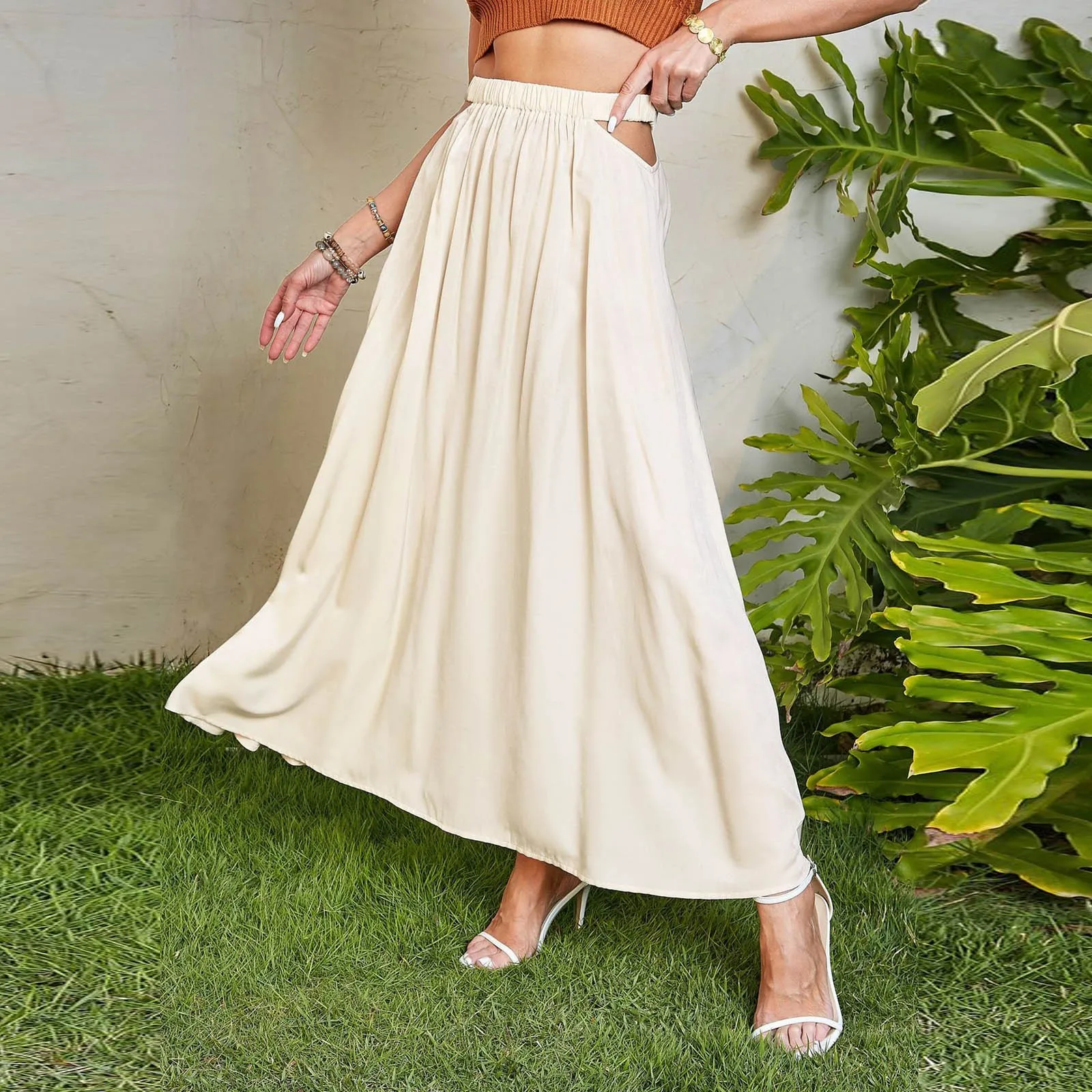 Solid Color Skirts For Women New 2025 Women'S High Waist Hollow Cotton And Linen Long Skirt Bohemian Style Casual Beach Skirt
Solid Color Skirts For Women New 2025 Women'S High Waist Hollow Cotton And Linen Long Skirt Bohemian Style Casual Beach Skirt