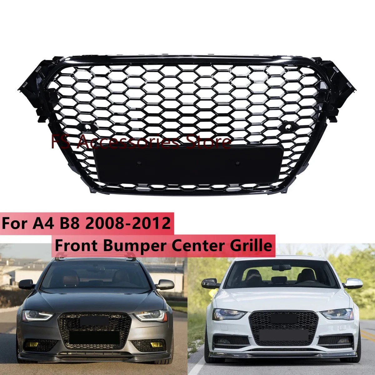 Black Front Bumper Grille With License Plate Frame Honeycomb Mesh Bumper Grille RS4 Style Grille For Audi A4 B8 8T S4 2008-2012
Black Front Bumper Grille With License Plate Frame Honeycomb Mesh Bumper Grille RS4 Style Grille For Audi A4 B8 8T S4 2008-2012