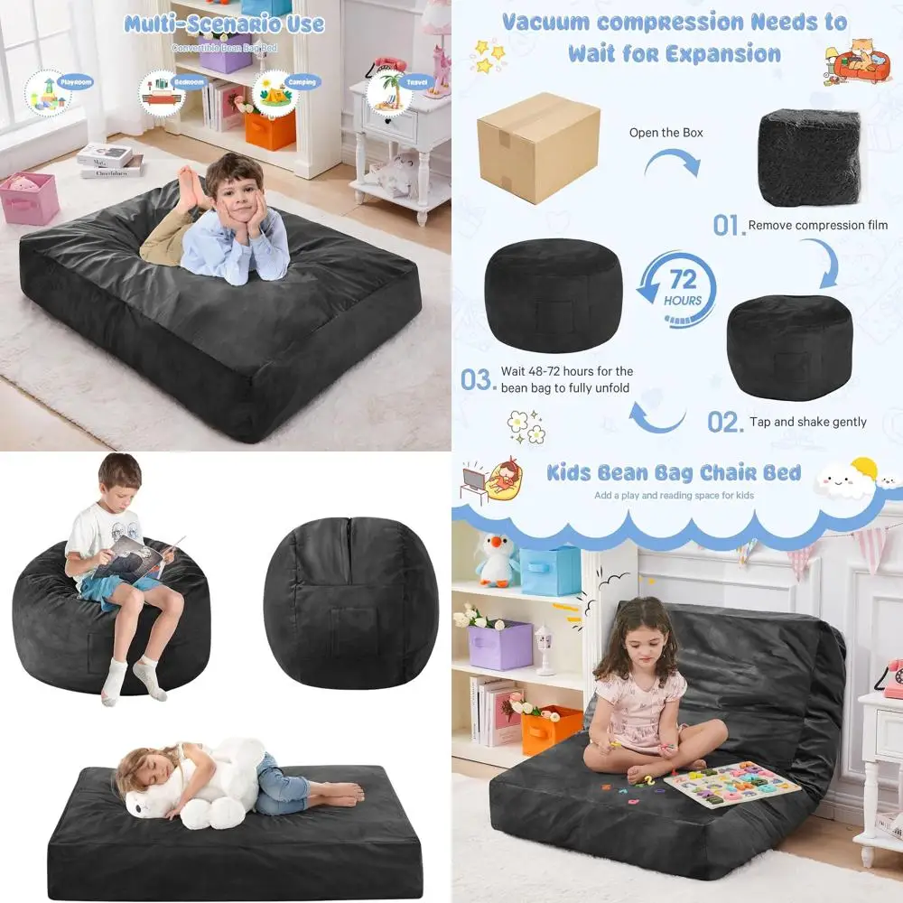 Convertible Bean Bag Chair Bed - Kids Lazy Chair with Filler - Floor Couch Sofa for Boys and Girls - Bedroom, Classroom, Reading
Convertible Bean Bag Chair Bed - Kids Lazy Chair with Filler - Floor Couch Sofa for Boys and Girls - Bedroom, Classroom, Reading