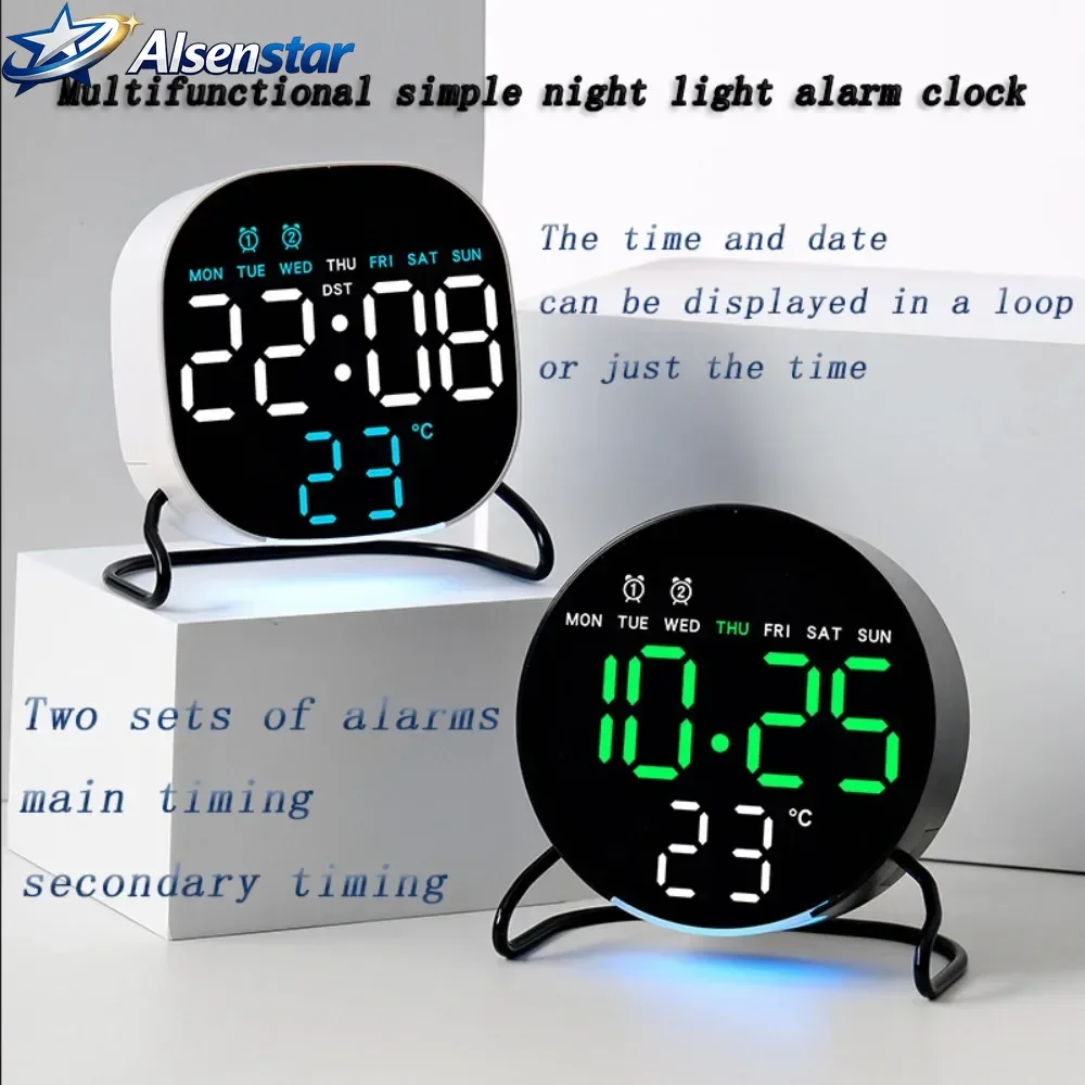 LED Alarm Clock Voice Control Digital Clock Night Light Temperature Week Date Display Brightness Adjustment Timer Clock 12/24H
LED Alarm Clock Voice Control Digital Clock Night Light Temperature Week Date Display Brightness Adjustment Timer Clock 12/24H
