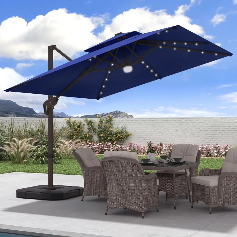 9x9 FT Outdoor Cantilever Patio Umbrella with Base Included and Solar LED Lights, Large Heavy Duty 2-Tier Square, Customized
9x9 FT Outdoor Cantilever Patio Umbrella with Base Included and Solar LED Lights, Large Heavy Duty 2-Tier Square, Customized
