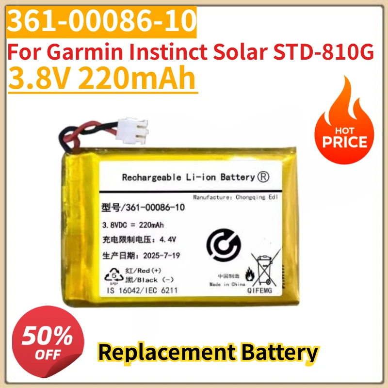 High Quality New 3.8V 220mAh Replacement Watch Battery 361-00086-10 for Garmin Instinct Solar STD-810G
High Quality New 3.8V 220mAh Replacement Watch Battery 361-00086-10 for Garmin Instinct Solar STD-810G