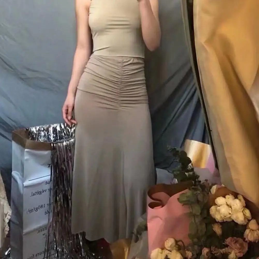 High Waist Elastic Waistband Solid Color Maxi Skirt Fashion Ruched Hip Wrap Loose Hem Pencil Skirt Streetwear
High Waist Elastic Waistband Solid Color Maxi Skirt Fashion Ruched Hip Wrap Loose Hem Pencil Skirt Streetwear