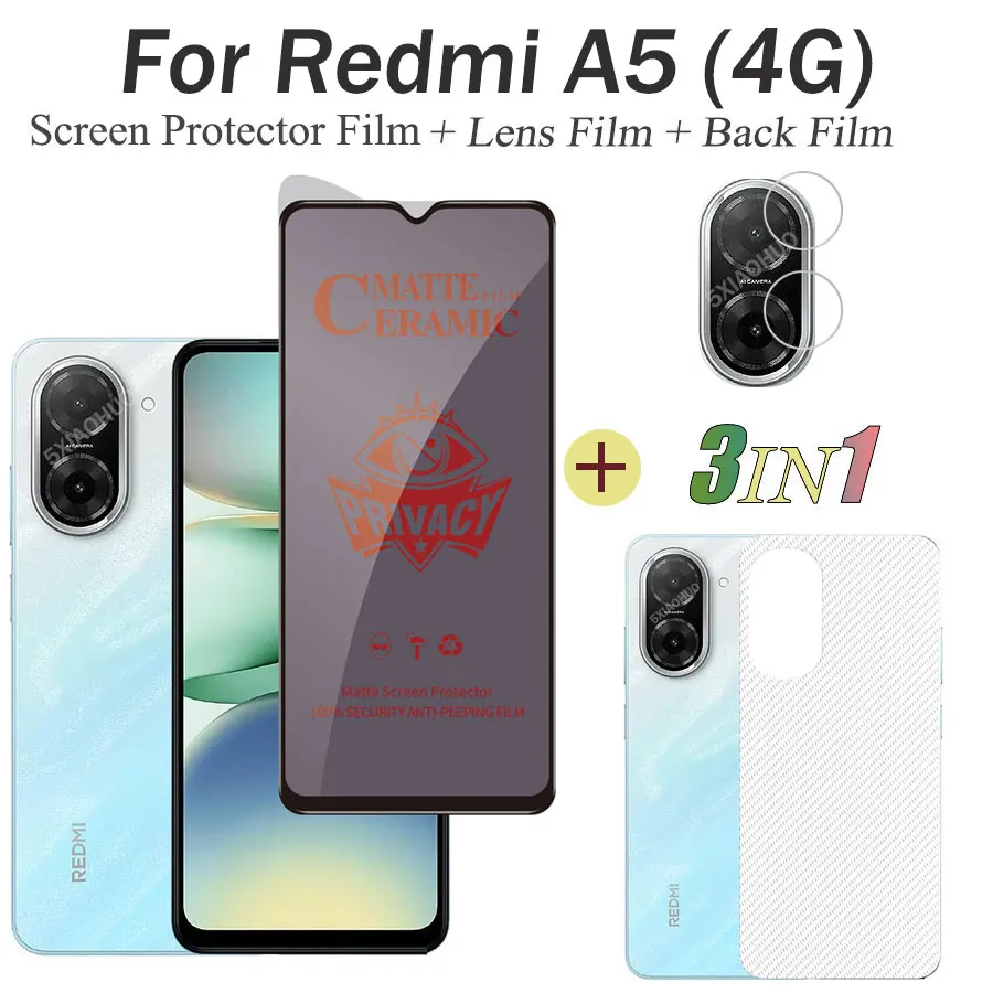 3 in1 for Redmi A5 A4 A3 Anti-Spy Privacy Tempered Glass Soft Film for Redmi A5 Screen Protector+lens Film+back Film
3 in1 for Redmi A5 A4 A3 Anti-Spy Privacy Tempered Glass Soft Film for Redmi A5 Screen Protector+lens Film+back Film