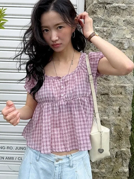 Cute Plaid ort Bubble Sve irt Women's Faion Summer 2025 New Arrival Lace Snowflake Pattern Other Material 00%
Cute Plaid ort Bubble Sve irt Women's Faion Summer 2025 New Arrival Lace Snowflake Pattern Other Material 00%