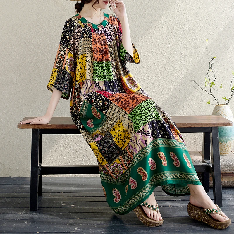 2024 New Fashion Women Cotton Print Bohemian Vintage Summer Holiday Long Dress Female Loose Oversize Comfortable Clothing X1005
2024 New Fashion Women Cotton Print Bohemian Vintage Summer Holiday Long Dress Female Loose Oversize Comfortable Clothing X1005