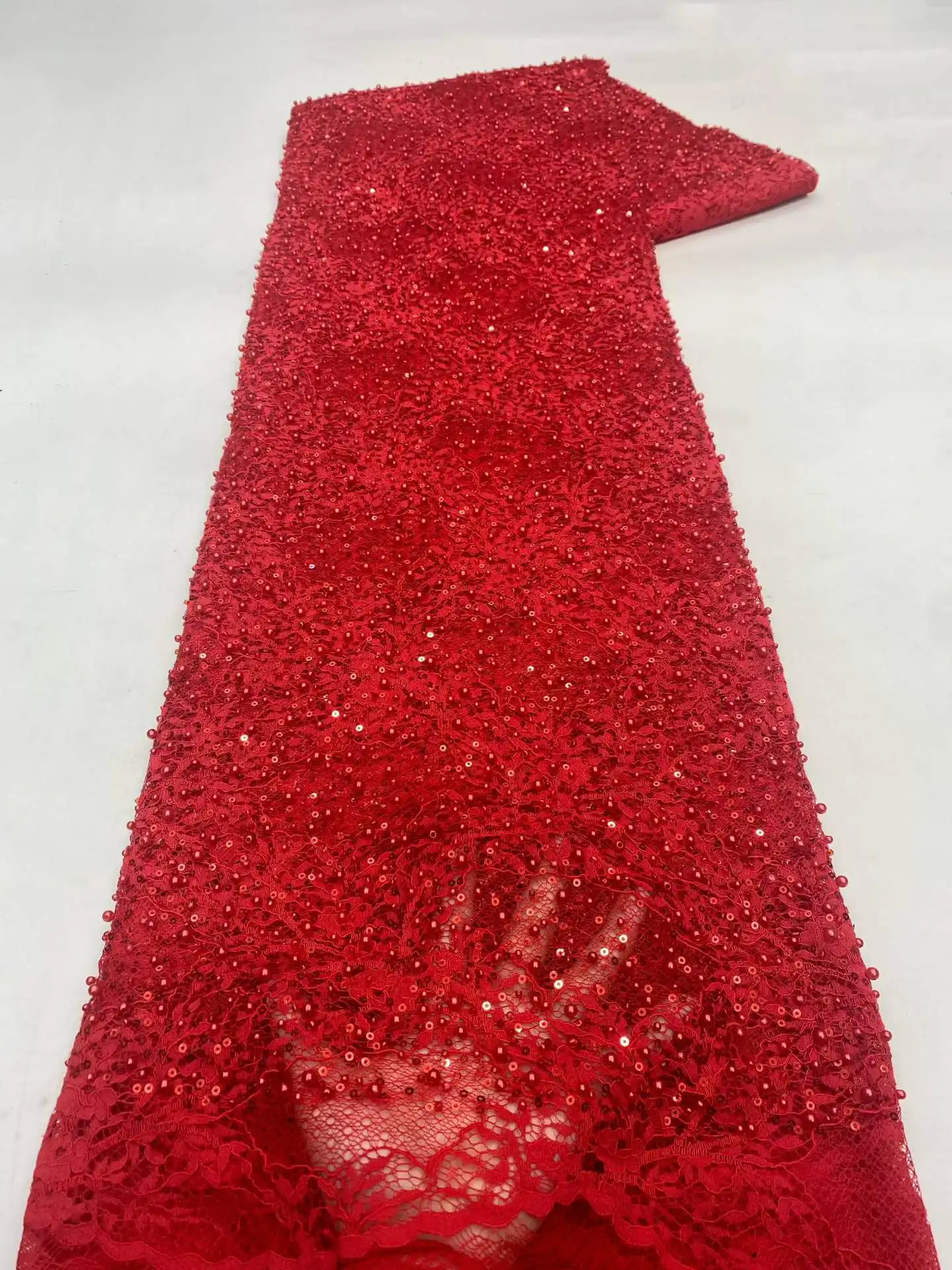 Luxury African Beaded Lace Fabrics Latest Sequins Lace Fabric 5 Yards High Quality 2026 Lace Fabric Nigerian For Wedding Dresses
Luxury African Beaded Lace Fabrics Latest Sequins Lace Fabric 5 Yards High Quality 2026 Lace Fabric Nigerian For Wedding Dresses