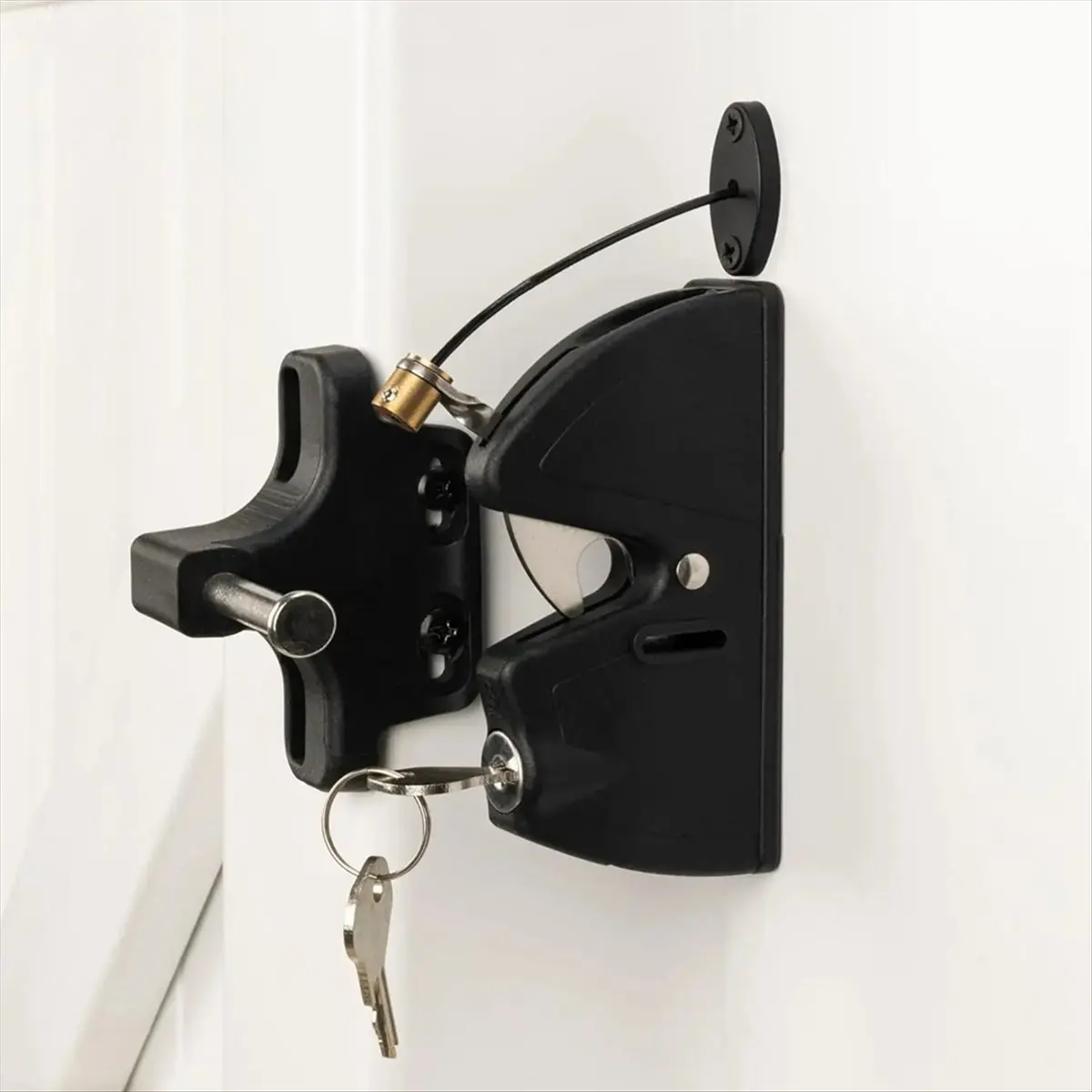 New Key Lockable 2 Way Gate Latch with Spring Loaded Pull Cable Key 2 Sided Gate Fence Lock for Outdoor Automatic Locking