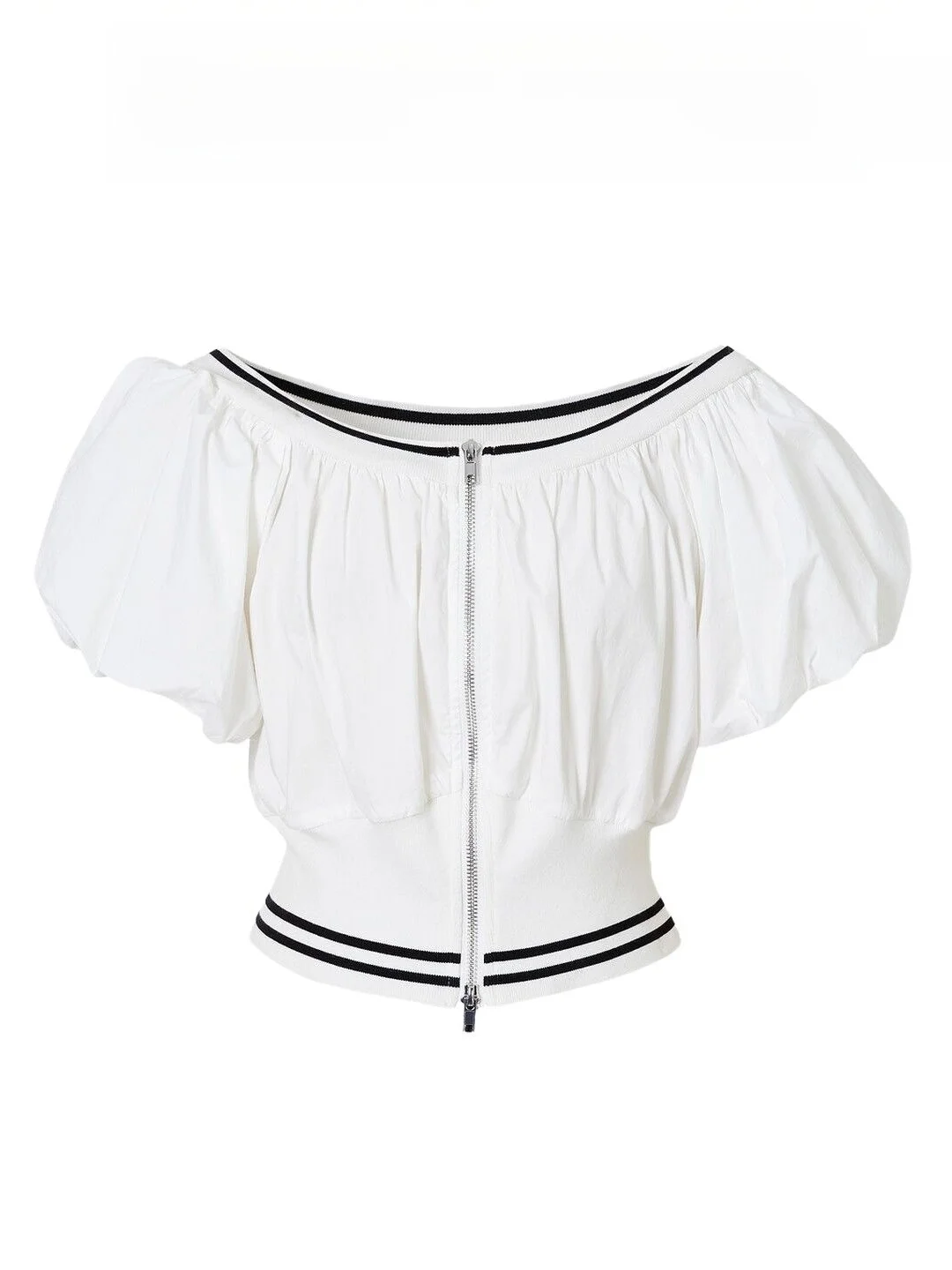 Elegant Beautiful Slimming Zipper One-Shoulder Shirt Women's Fashion High-End Feel Short Sleeve round Neck Open Cardigan
Elegant Beautiful Slimming Zipper One-Shoulder Shirt Women's Fashion High-End Feel Short Sleeve round Neck Open Cardigan