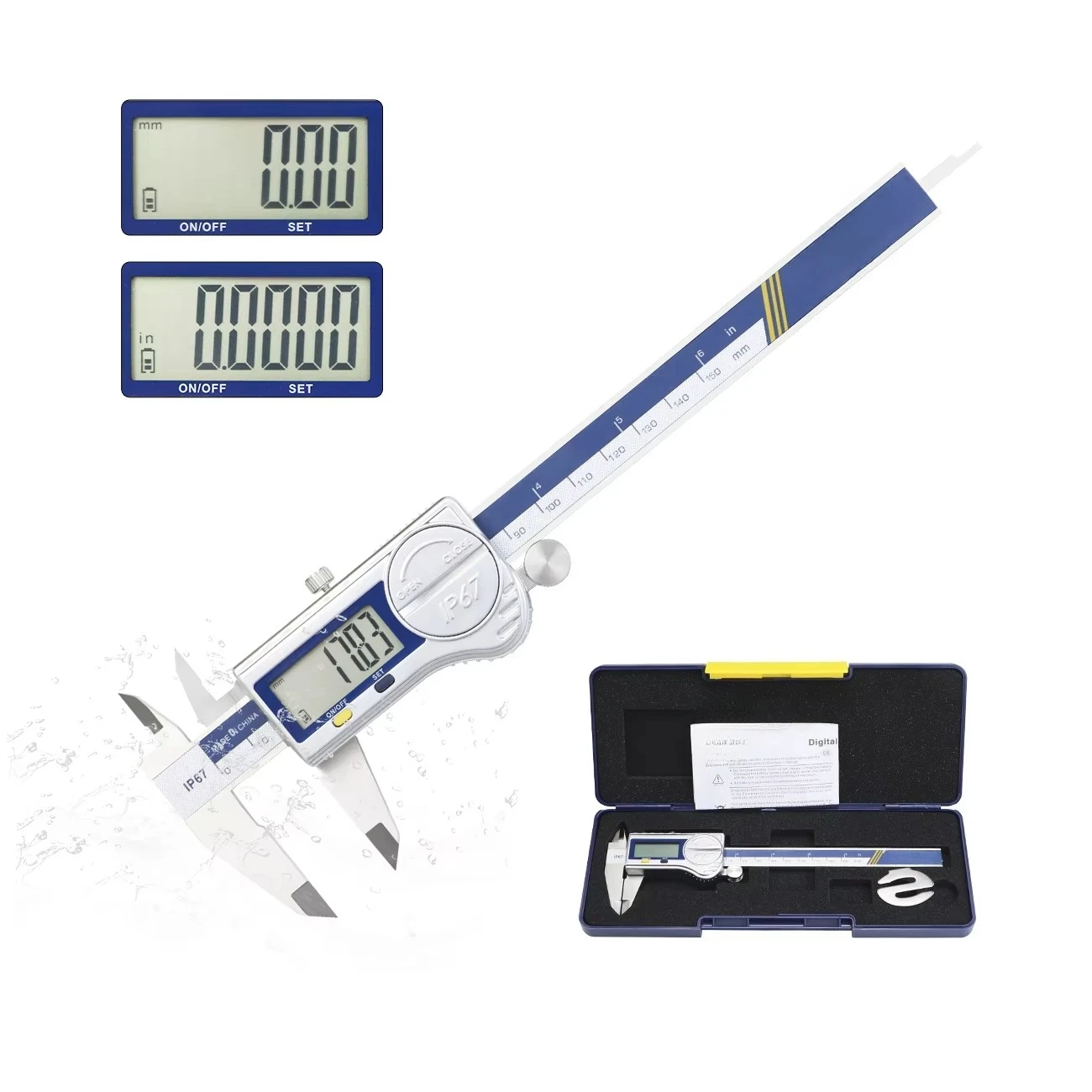 IP67 0-300 mm Waterproof Digital Caliper Stainless Steel Vernier Caliper with LCD Display Electronic Caliper
IP67 0-300 mm Waterproof Digital Caliper Stainless Steel Vernier Caliper with LCD Display Electronic Caliper