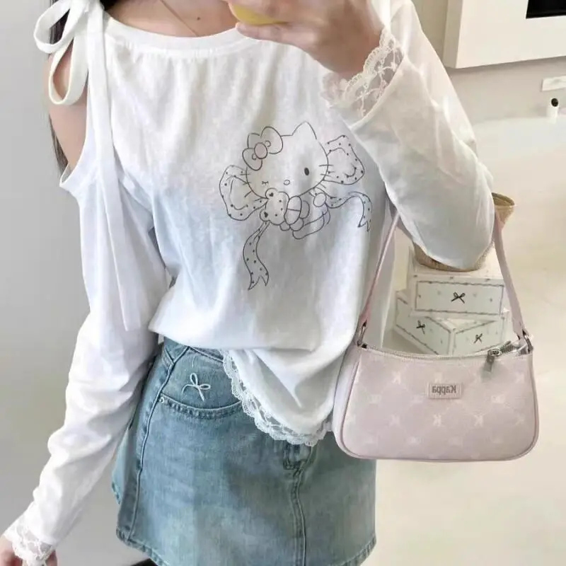 Sanrio Hello Kitty Off Shoulder Long Sleeve Sun Protection T Shirt Lace Trim Women Summer Instagram Loose Fit Sweet Spicy Tops
Sanrio Hello Kitty Off Shoulder Long Sleeve Sun Protection T Shirt Lace Trim Women Summer Instagram Loose Fit Sweet Spicy Tops