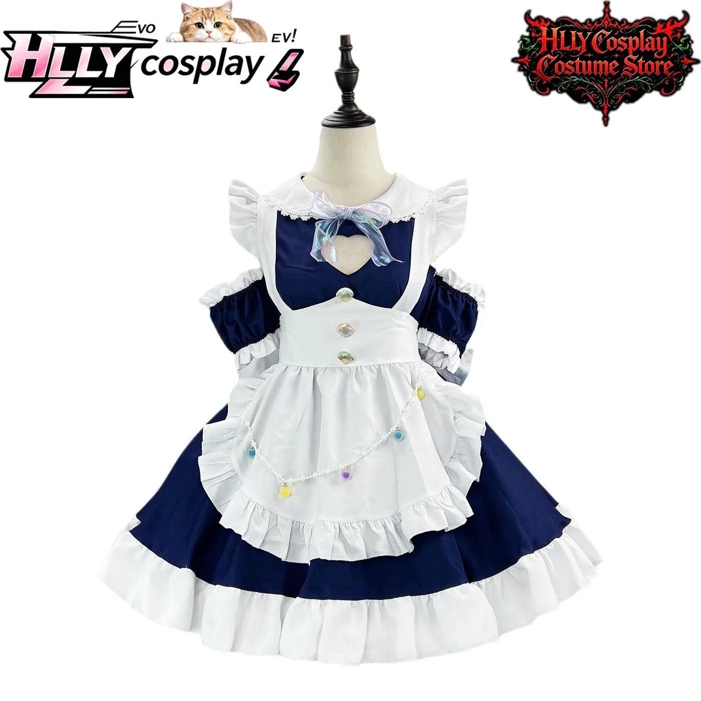 Japanese Anime Maid Cosplay Dress Hollow Heart Cutout Ruffle Plus Size Costume with Beads Bowknot & Puff Sleeves for Ladies
Japanese Anime Maid Cosplay Dress Hollow Heart Cutout Ruffle Plus Size Costume with Beads Bowknot & Puff Sleeves for Ladies