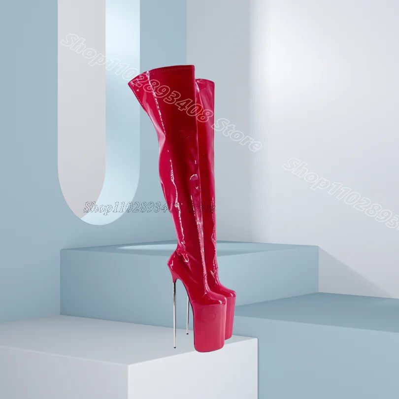 Red Metal Heels Platform Boots Round Toe Patent Leather Women Dance Party New Fashion Sexy Over Knee Boots Zapatos Para Mujere
Red Metal Heels Platform Boots Round Toe Patent Leather Women Dance Party New Fashion Sexy Over Knee Boots Zapatos Para Mujere