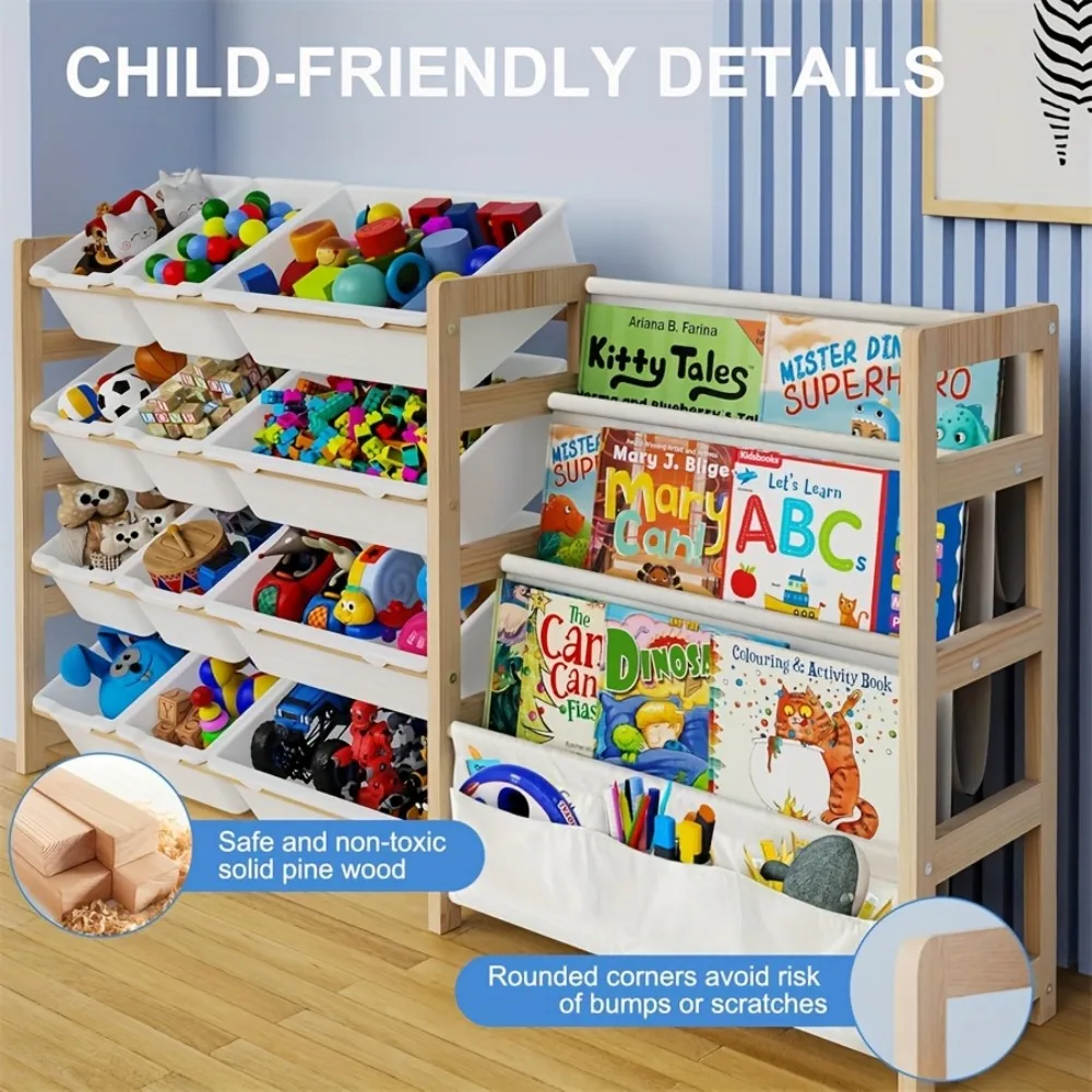 2in 1 Kids Bookshelf And Child Storage Organizer with 12 Bins And 4 Tier Book Shelf for Playroom, Classroom, Nursery Room, Bedroom, Kindergarten, School, Perfect Gift for Christmas, Halloween, Thanksgiving, Easy to Installation, Space Saving
2in 1 Kids Bookshelf And Child Storage Organizer with 12 Bins And 4 Tier Book Shelf for Playroom, Classroom, Nursery Room, Bedroom, Kindergarten, School, Perfect Gift for Christmas, Halloween, Thanksgiving, Easy to Installation, Space Saving