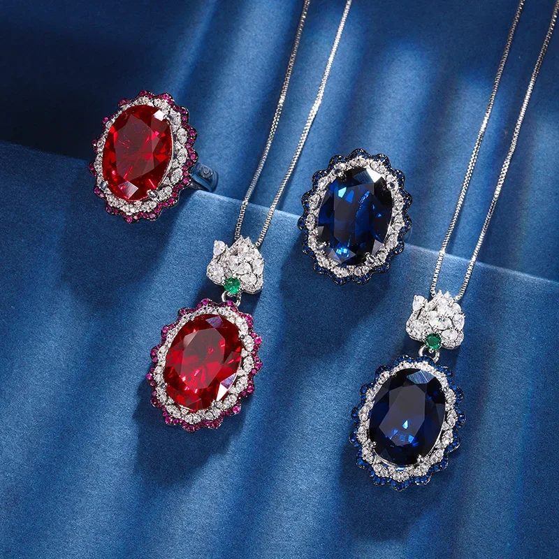 New jewelry plated 18K gold red corundum blue spinel gas black gold color separation women's cultured gemstone set 13*18
New jewelry plated 18K gold red corundum blue spinel gas black gold color separation women's cultured gemstone set 13*18