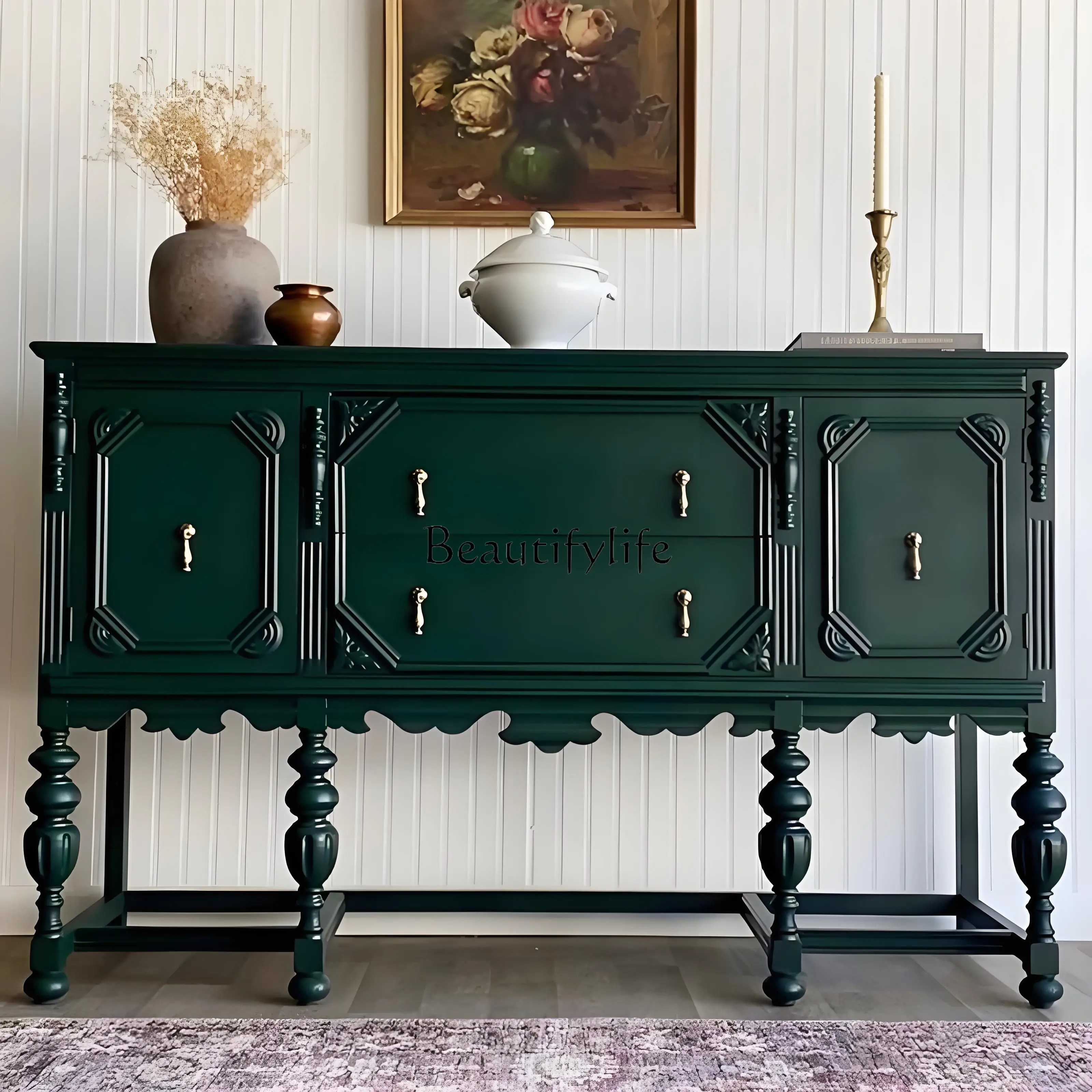 American Country Style Solid Wood Vintage Distressed Sideboard French Living Room Natural Wood Carved Entryway Cabinet
American Country Style Solid Wood Vintage Distressed Sideboard French Living Room Natural Wood Carved Entryway Cabinet