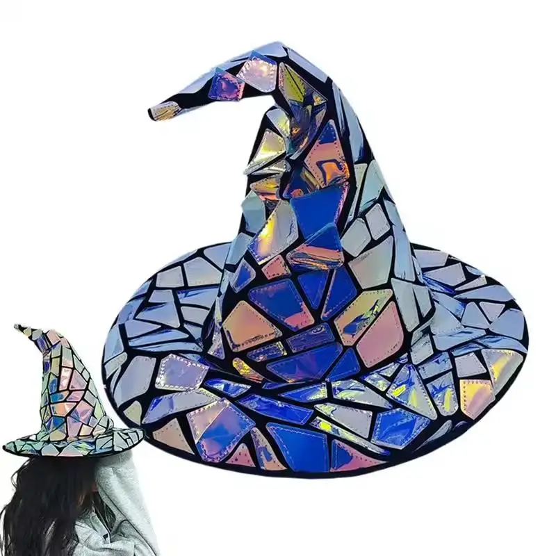 Hologram Laser Mirror Pattern Hat Cosplay Witch Hat Cap Halloween Party Bar Music Dancer Reflective DJ Perfermence Stage Props
Hologram Laser Mirror Pattern Hat Cosplay Witch Hat Cap Halloween Party Bar Music Dancer Reflective DJ Perfermence Stage Props