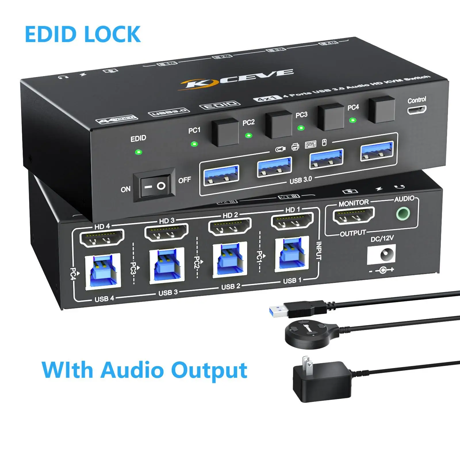 KCEVE 8K при 60 Гц 4-портовый KVM-переключатель, HDMI2.1 USB3.0 KVM-переключатель с эмулятором EDID для 4 компьютеров, мыши, клавиатуры, монитора, аудио
KCEVE 8K при 60 Гц 4-портовый KVM-переключатель, HDMI2.1 USB3.0 KVM-переключатель с эмулятором EDID для 4 компьютеров, мыши, клавиатуры, монитора, аудио