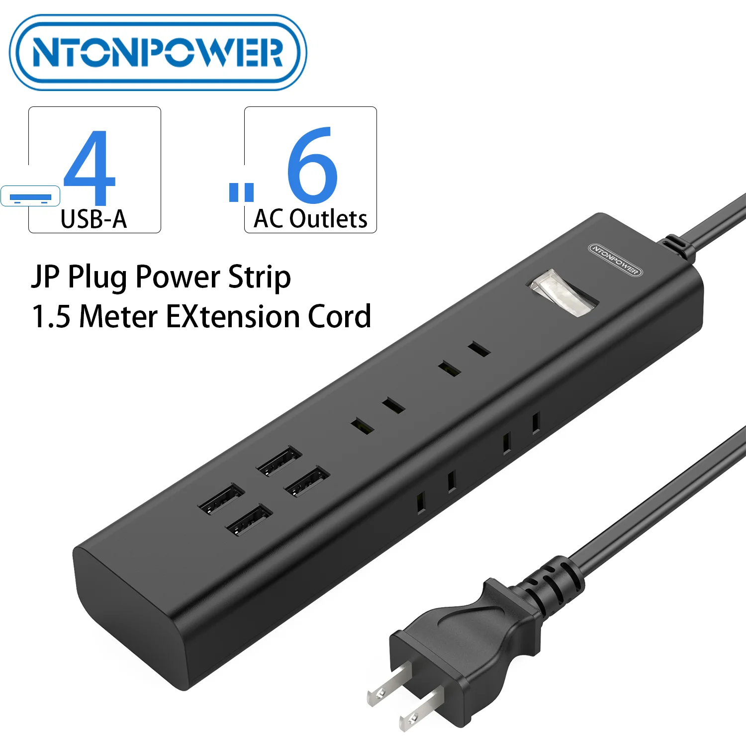 6-Outlet AC Power Strip with 4-Port USB-A Fast Charging 1.5m Extension Cord Japanese Plug Compact for Tight Spaces
6-Outlet AC Power Strip with 4-Port USB-A Fast Charging 1.5m Extension Cord Japanese Plug Compact for Tight Spaces
