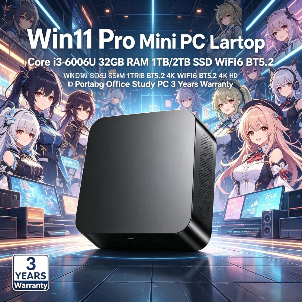 Win11 Pro Mini Laptop Core i3-6006U 32GB RAM 1TB/2TB SSD WiFi6 BT5.2 4K HD Portable PC For Office Gaming 3-Year Warranty
Win11 Pro Mini Laptop Core i3-6006U 32GB RAM 1TB/2TB SSD WiFi6 BT5.2 4K HD Portable PC For Office Gaming 3-Year Warranty