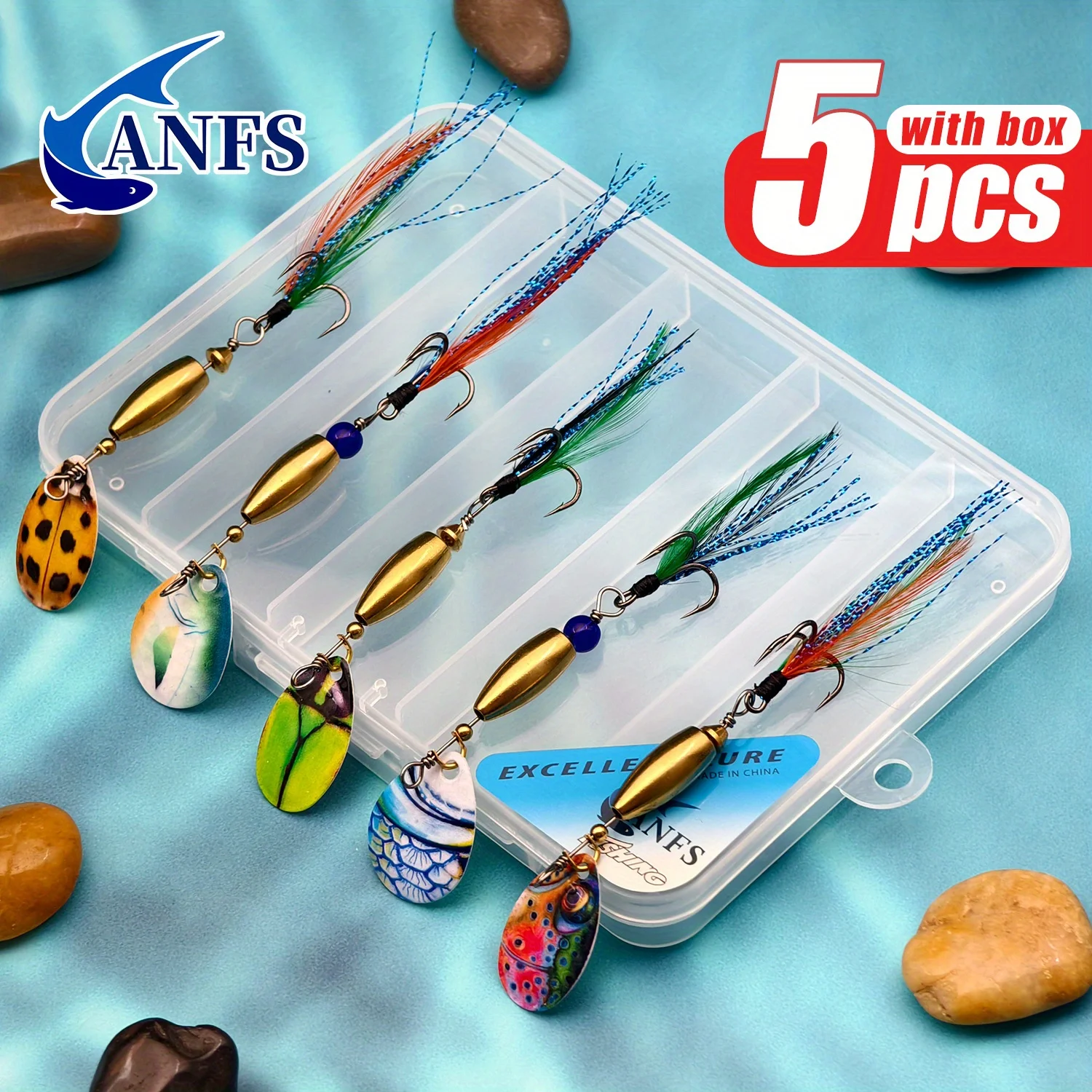 ANFS 5pcs Spinner Baits with Copper Weight - Durable Design for Pike, Bass, Trout - Freshwater & Saltwater Fishing Lures
ANFS 5pcs Spinner Baits with Copper Weight - Durable Design for Pike, Bass, Trout - Freshwater & Saltwater Fishing Lures