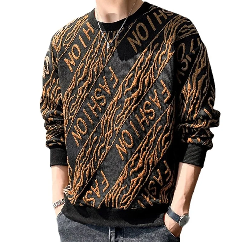 style New sweater men's British trend stripe long sleeve autumn winter splicing color contrast top loose round neck
style New sweater men's British trend stripe long sleeve autumn winter splicing color contrast top loose round neck