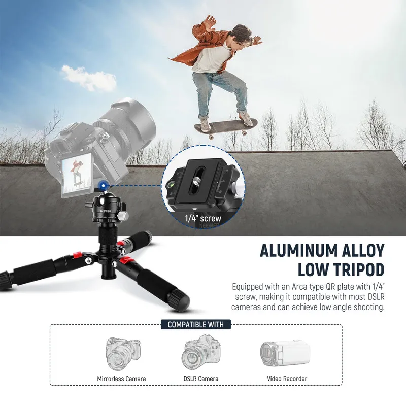 NEEWER M521 20 Inch Portable Desktop Mini Tripod with 360° Swivel Ball Head and Arca Quick Release Plate
NEEWER M521 20 Inch Portable Desktop Mini Tripod with 360° Swivel Ball Head and Arca Quick Release Plate