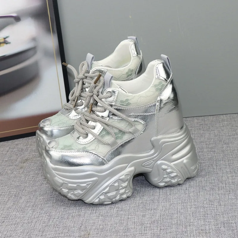 Women's 12cm Invisible Heel Chunky Sole Dad Shoes Breathable Mesh Casual White Shoes 10cm Block Heel
Women's 12cm Invisible Heel Chunky Sole Dad Shoes Breathable Mesh Casual White Shoes 10cm Block Heel
