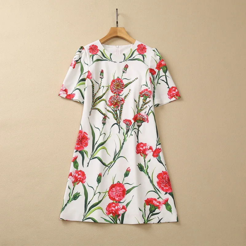 European and American women's dress 2023 summer new style Short-sleeved heavy duty beaded carnation printing Fashion dress XXL
European and American women's dress 2023 summer new style Short-sleeved heavy duty beaded carnation printing Fashion dress XXL