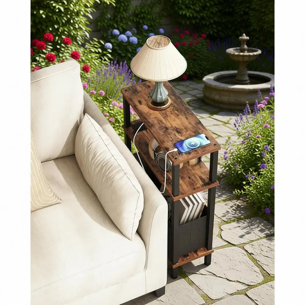 Компактный приставной столик для зарядки для небольших помещений, тканевая корзина в комплекте, цвет рустик-коричневый и черный
Компактный приставной столик для зарядки для небольших помещений, тканевая корзина в комплекте, цвет рустик-коричневый и черный