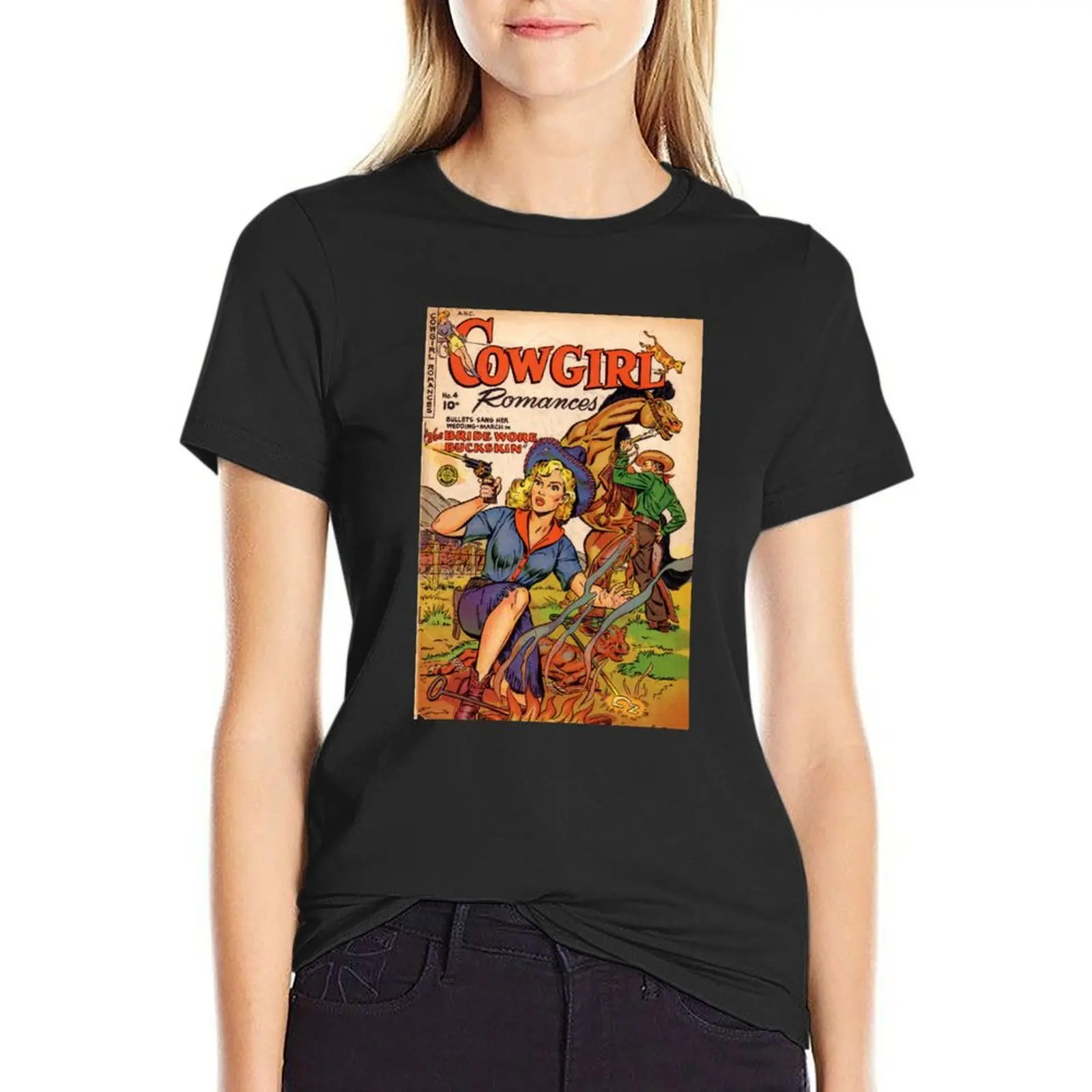 Cowgirl romance - vintage comic book T-Shirt plus sizes customizeds sublime Short sleeve tee white t-shirts for Women
Cowgirl romance - vintage comic book T-Shirt plus sizes customizeds sublime Short sleeve tee white t-shirts for Women