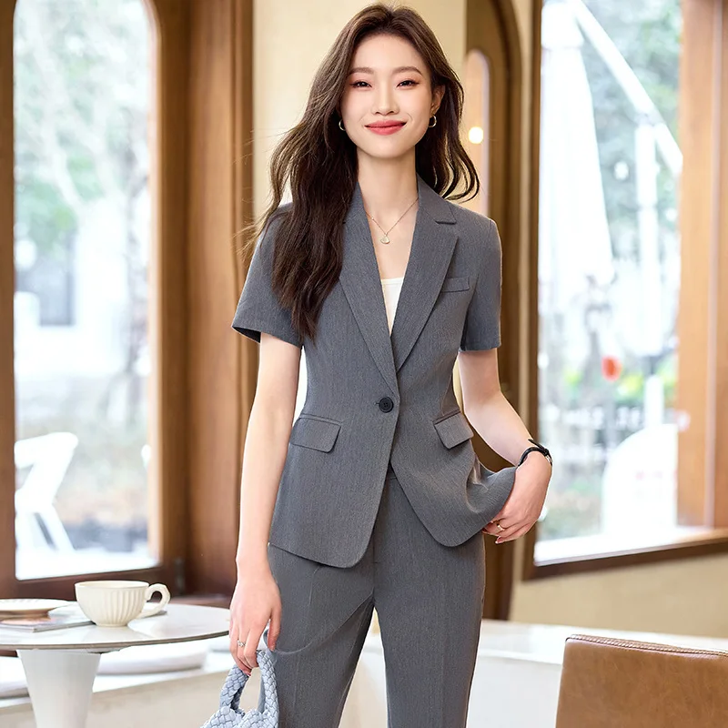 Summer Suit Women's Thin High-Grade Business Clothing Short-Sleeved Suit Jacket Jewelry Shop Hotel Overalls
Summer Suit Women's Thin High-Grade Business Clothing Short-Sleeved Suit Jacket Jewelry Shop Hotel Overalls
