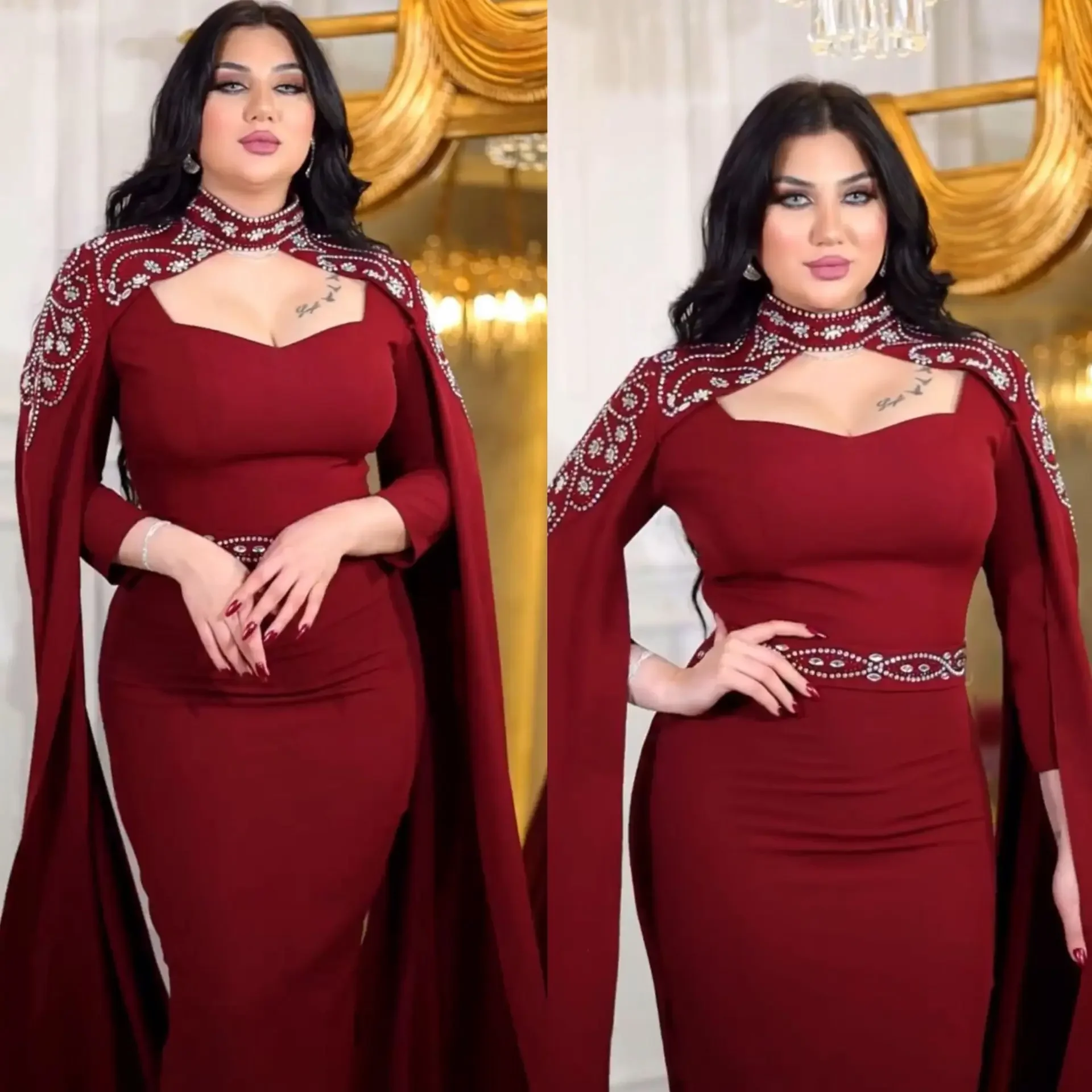 Diamonds Cape Sleeve Abaya Evening Party Dresses for Luxury Women Cloak Sleeve Slim Bodycon Vestidos Female African Clothing
Diamonds Cape Sleeve Abaya Evening Party Dresses for Luxury Women Cloak Sleeve Slim Bodycon Vestidos Female African Clothing