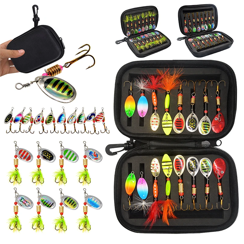 16PCS Spinning Spoon Rooster Tail Fishing Lures Set Spinner Baits Kit Bass Trout Salmon Hard Metal Lures with Free Portable Bag
16PCS Spinning Spoon Rooster Tail Fishing Lures Set Spinner Baits Kit Bass Trout Salmon Hard Metal Lures with Free Portable Bag