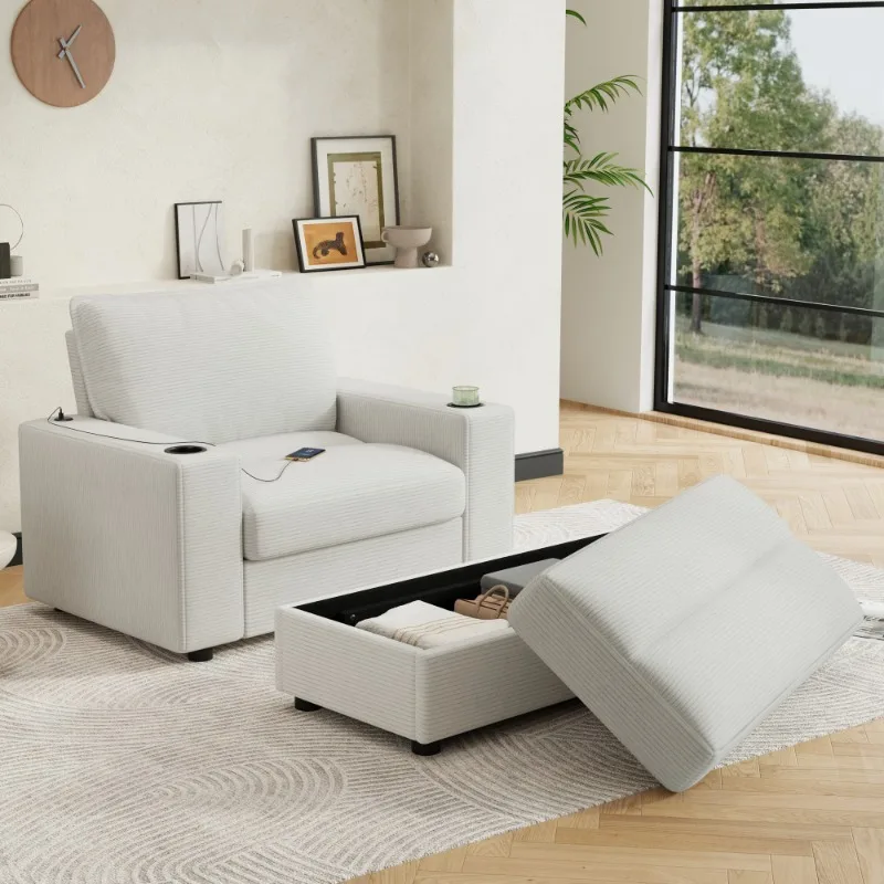 Modern White Fabric Sofa with Ottoman Storage Living Room Furniture Set Comfortable Lounge Couch with Footstool
Modern White Fabric Sofa with Ottoman Storage Living Room Furniture Set Comfortable Lounge Couch with Footstool