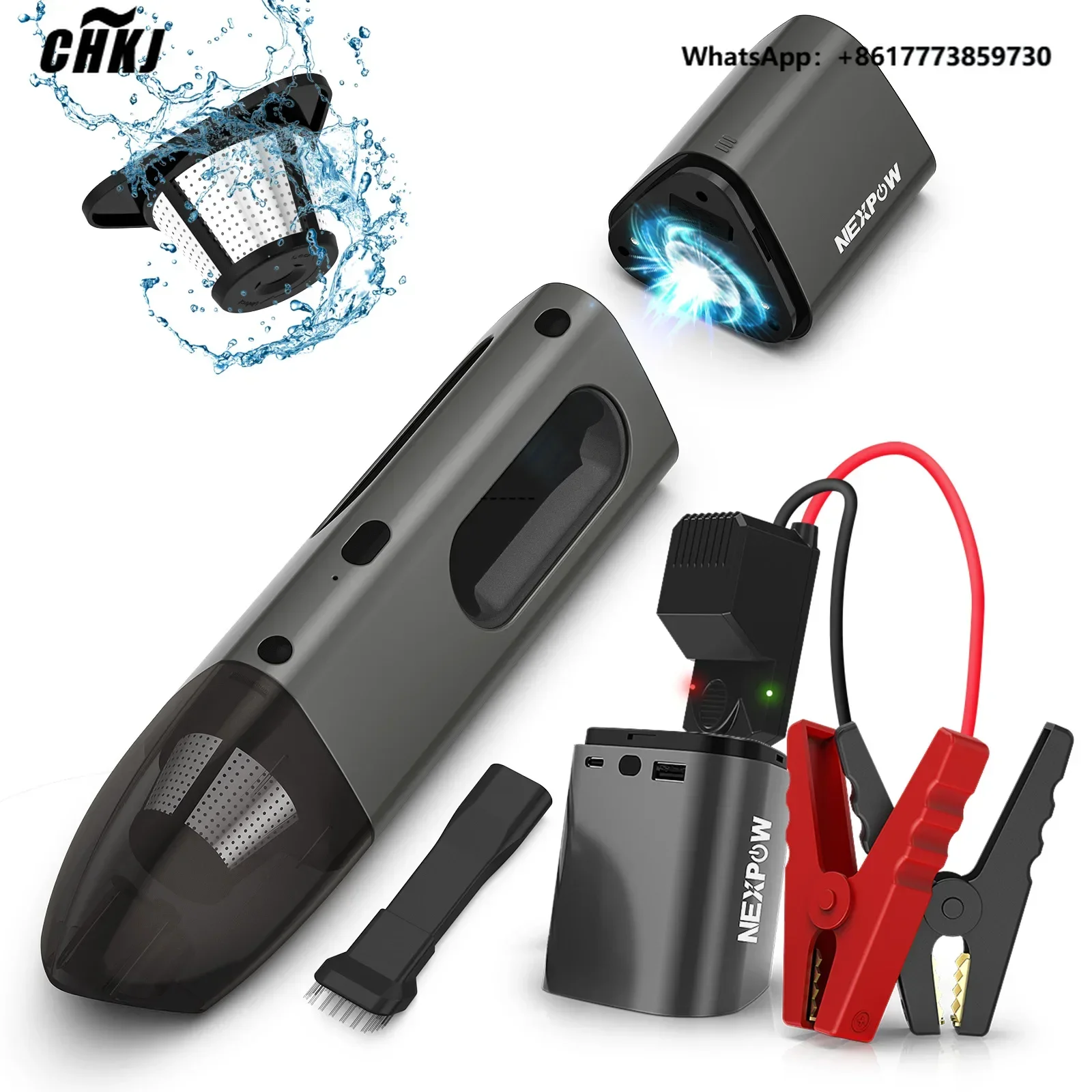 CHKJ New Multi-function Car Jump Starter With Vacuum Cleaner 7200mAh Power Bank Battery Portable Low Noise Car Vacuum Cleaner
CHKJ New Multi-function Car Jump Starter With Vacuum Cleaner 7200mAh Power Bank Battery Portable Low Noise Car Vacuum Cleaner