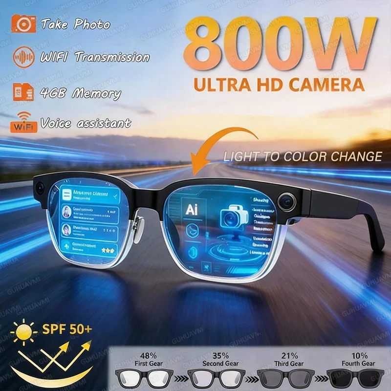 New AI Smart Glasses Men Women with 800W HD Camera Video Shooting Translation Glasses Call UV & Blue Light Protection Sunglasses
New AI Smart Glasses Men Women with 800W HD Camera Video Shooting Translation Glasses Call UV & Blue Light Protection Sunglasses
