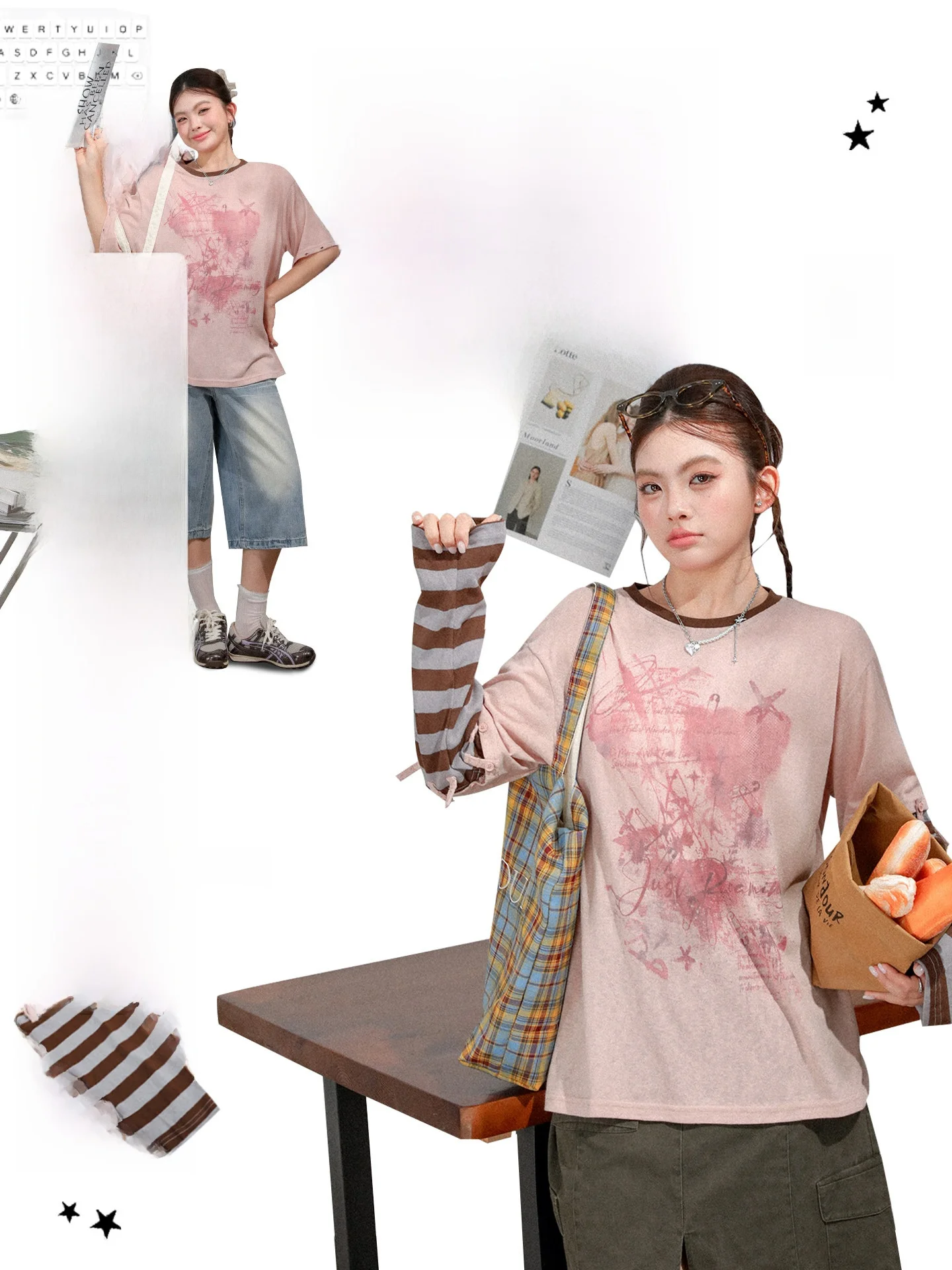 Spring Summer Striped Short Sleeve T-Shirt Women's plus Size Beautiful Unique Splice Sleeve Top Skin-friendly Breathable Kore...
Spring Summer Striped Short Sleeve T-Shirt Women's plus Size Beautiful Unique Splice Sleeve Top Skin-friendly Breathable Kore...
