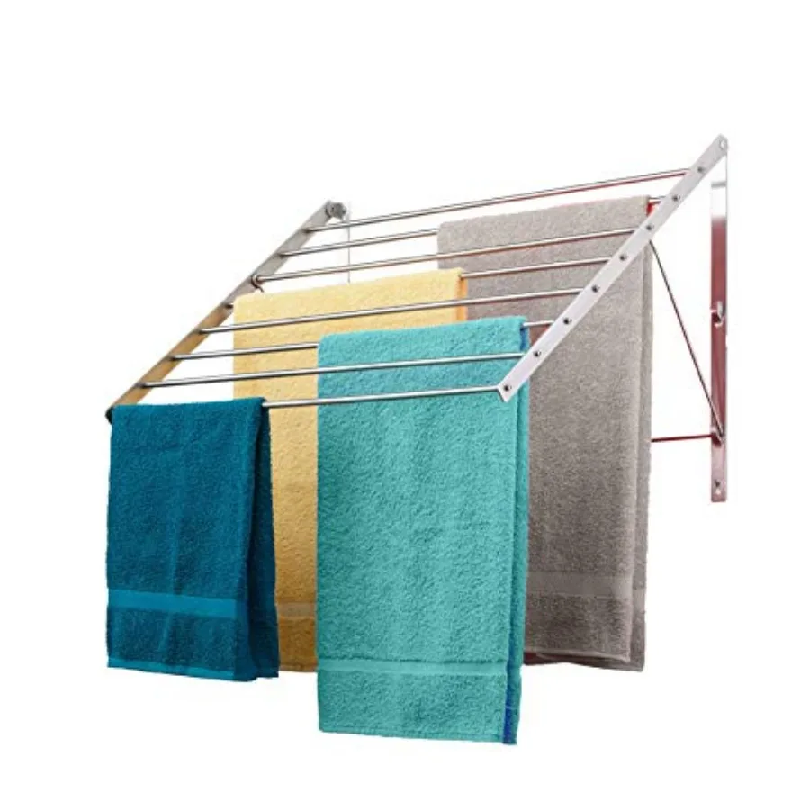 Wall Mounted Clothes Drying Rack 22" Wide 15 Linear Feet Capacity 8 Smooth Round Stainless Steel Rods 60 lb Capacity Fully Asse
Wall Mounted Clothes Drying Rack 22" Wide 15 Linear Feet Capacity 8 Smooth Round Stainless Steel Rods 60 lb Capacity Fully Asse