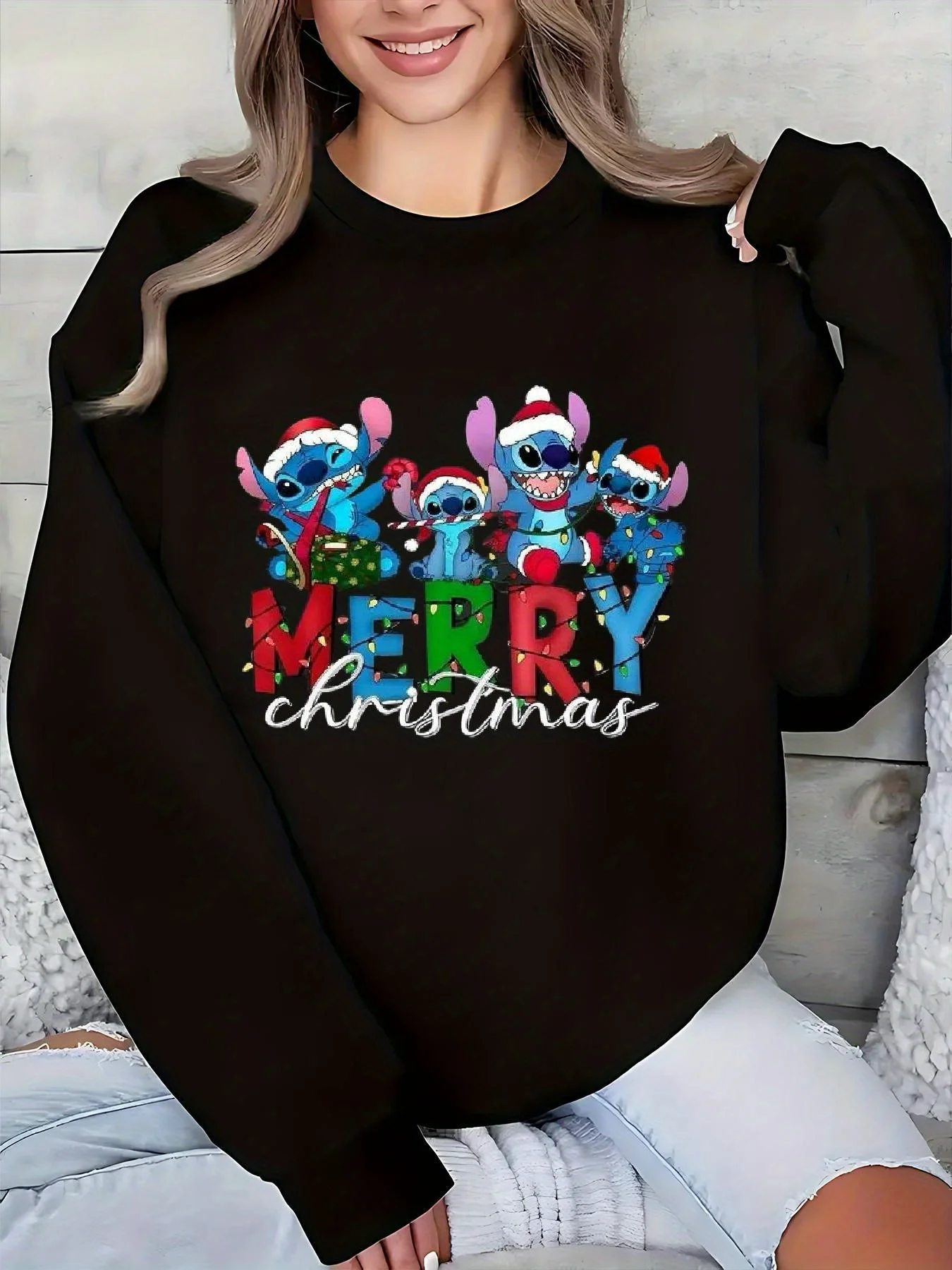Women's Disney Stitch Christmas Pullover Sweater Fashion Oversized Unisex Crew Neck Sweater Autumn Winter Fleece Casual
Women's Disney Stitch Christmas Pullover Sweater Fashion Oversized Unisex Crew Neck Sweater Autumn Winter Fleece Casual