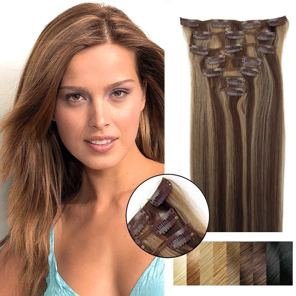Clip In Hair Extensions 100% Human Hair 7 Pieces Set Straight Weft Custom Converted Color Length Weight
Clip In Hair Extensions 100% Human Hair 7 Pieces Set Straight Weft Custom Converted Color Length Weight