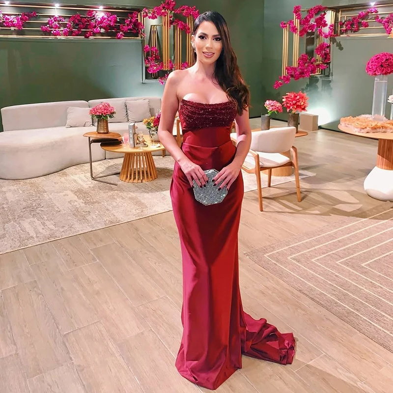Thinyfull Sexy Mermaid Prom Evening Dresses Strapless Sleeveless Sequines Night Party Dress Women Cocktail Prom Gowns Customized
Thinyfull Sexy Mermaid Prom Evening Dresses Strapless Sleeveless Sequines Night Party Dress Women Cocktail Prom Gowns Customized