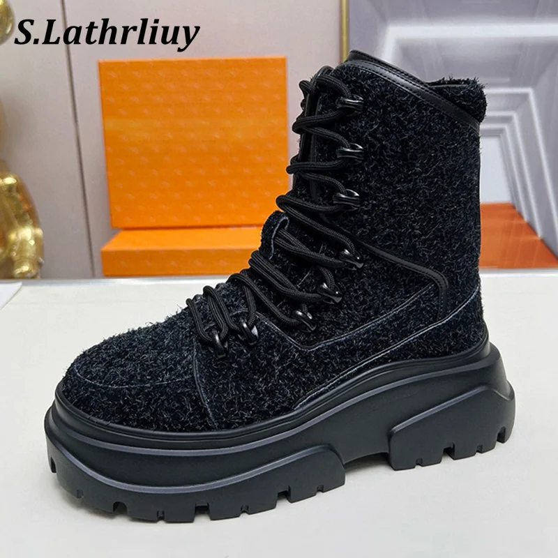 2024 Autumn Winter Flat Thick Bottom Riding Boots Women's Round Toe Suede Lace Up Ankle Botas Platform Fashion Short Boots
2024 Autumn Winter Flat Thick Bottom Riding Boots Women's Round Toe Suede Lace Up Ankle Botas Platform Fashion Short Boots