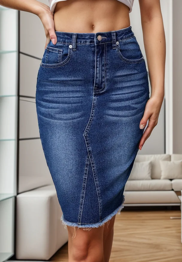 2024 Spring Summer New Women's High Waist Slit Denim Skirt Fashion Sexy Elastic Raw Edge Skinny Jeans Hip Covering Skirt p1236
2024 Spring Summer New Women's High Waist Slit Denim Skirt Fashion Sexy Elastic Raw Edge Skinny Jeans Hip Covering Skirt p1236