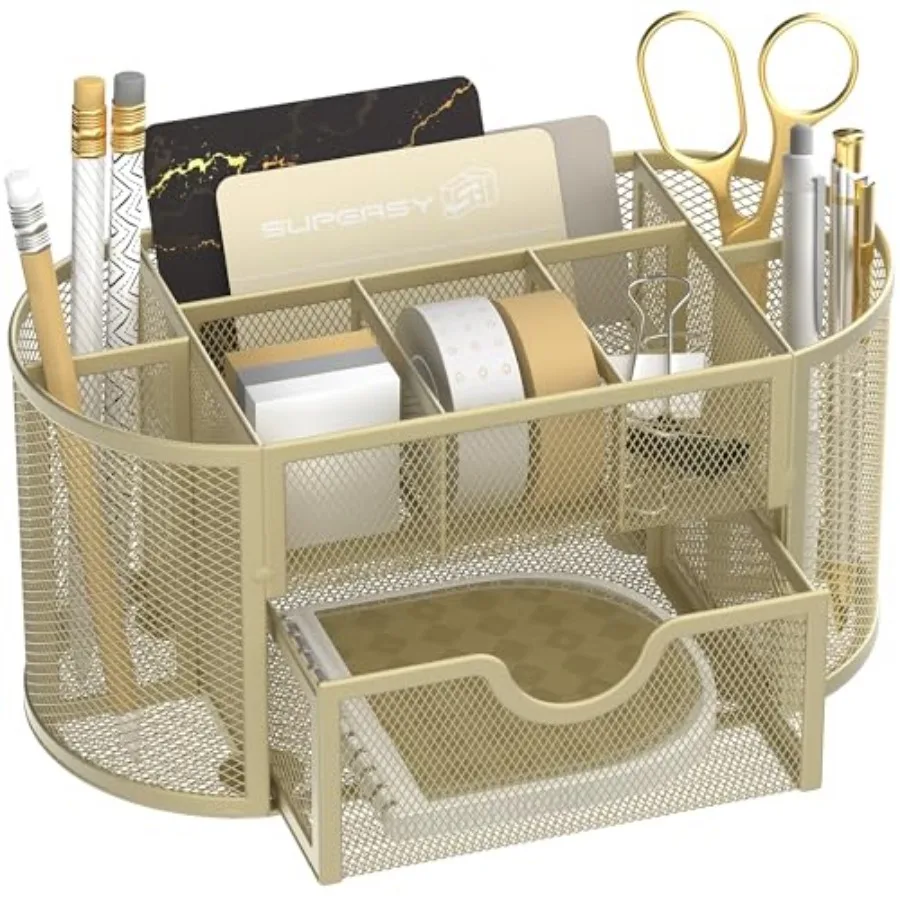 Mesh Desk Organizer, Desk Accessories and Workspace Organizers with Drawers, Pencil Holder for Desk with 9 Compartments for Off
Mesh Desk Organizer, Desk Accessories and Workspace Organizers with Drawers, Pencil Holder for Desk with 9 Compartments for Off