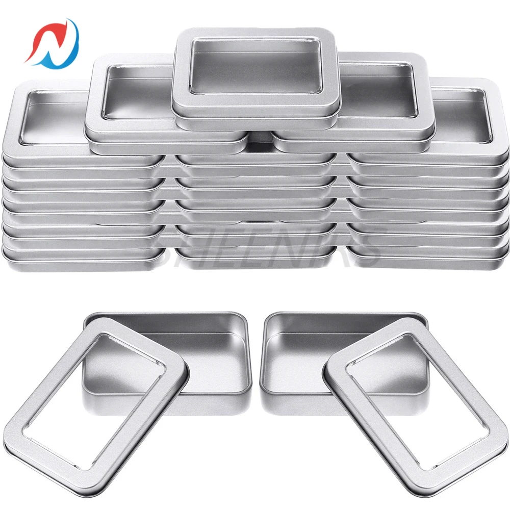 50pcs Metal Tins Box With Lids Clear Top Tin Empty Storage Case Rectangle Containers Can with Large Clear Window for Candles
50pcs Metal Tins Box With Lids Clear Top Tin Empty Storage Case Rectangle Containers Can with Large Clear Window for Candles