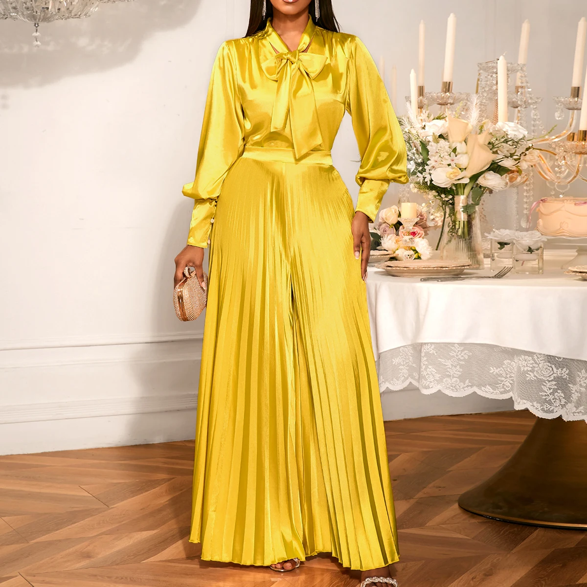 Two Piece Sets Women Outfits V Neck Lace Up Long Lantern Sleeve Tops Wide Leg Pleated Trousers Streetwear Party Causal Pant Sets
Two Piece Sets Women Outfits V Neck Lace Up Long Lantern Sleeve Tops Wide Leg Pleated Trousers Streetwear Party Causal Pant Sets
