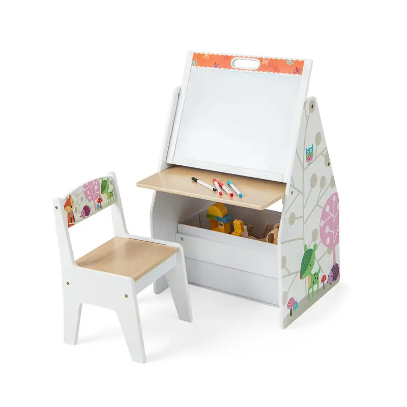 3 in 1 Kids Easel and Play Station Convertible with Chair and Storage Bins-White
3 in 1 Kids Easel and Play Station Convertible with Chair and Storage Bins-White