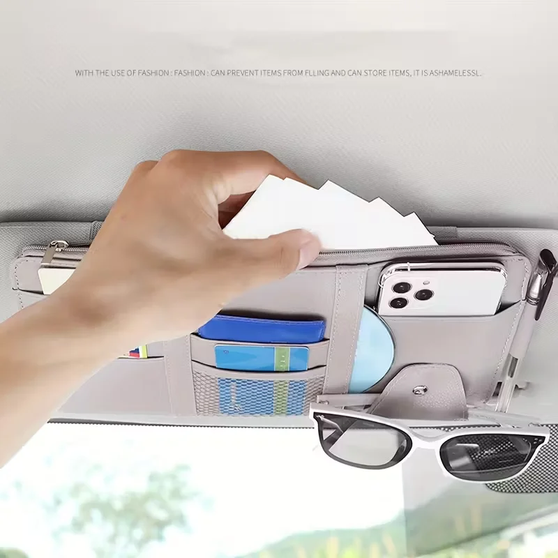 Universal Car Sunshade Organizer With Hooks, Glasses Clip Card Ticket Holder Zipper Pocket Auto Accessories
Universal Car Sunshade Organizer With Hooks, Glasses Clip Card Ticket Holder Zipper Pocket Auto Accessories