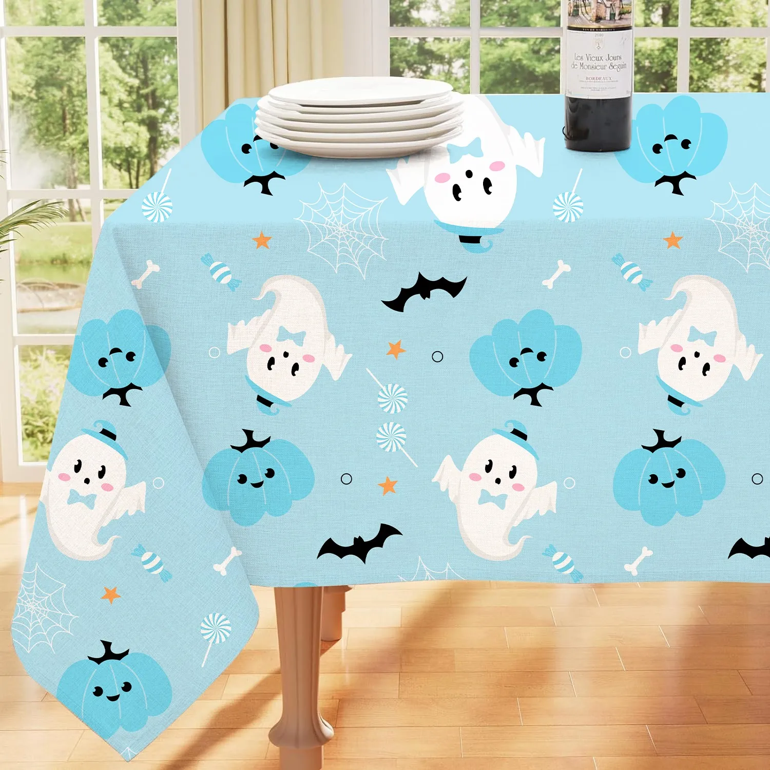 KREATWOW-Blue Halloween Tablecloth with Ghost Bat, Spider Web, Waterproof Tablecover, Dinner Party Decoration, 8.95 * 4.26ft,
KREATWOW-Blue Halloween Tablecloth with Ghost Bat, Spider Web, Waterproof Tablecover, Dinner Party Decoration, 8.95 * 4.26ft,